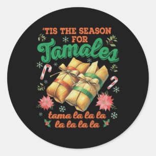 タマレス一家のメキシカンクリスマの季節 ラウンドシール