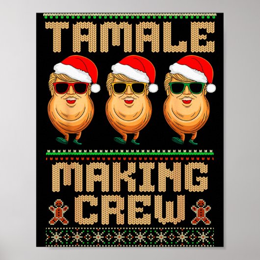 タマレ作りクルー タマレシーズン おもしろい メキシコ系クリスマス ポスター (正面)
