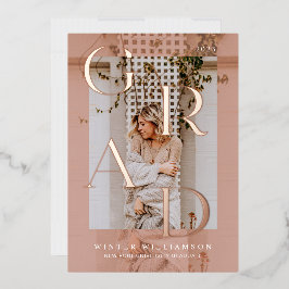 タミニマルイモダンプ赤面ピンクの重ね合わせグラッド写真 箔招待状