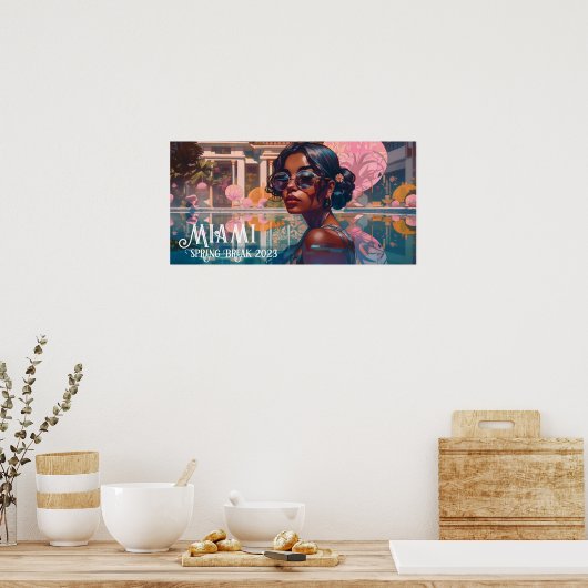 タミルウーマンマイアミリゾートプール絵画ズ ポスター (キッチン)