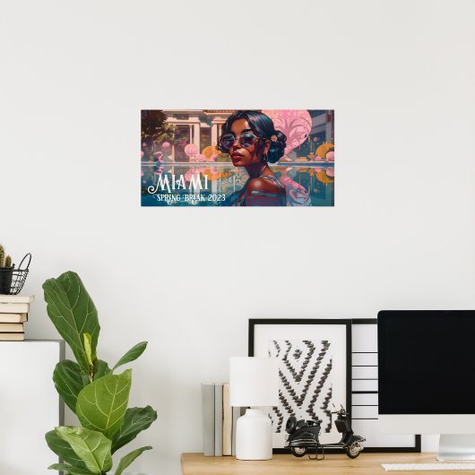 タミルウーマンマイアミリゾートプール絵画ズ ポスター (ホームオフィス)