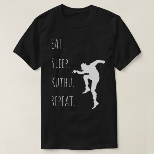タミルデザインバイルンギライフ。食べ.Sleep.KUTU.Repeat Tシャツ (デザイン正面)