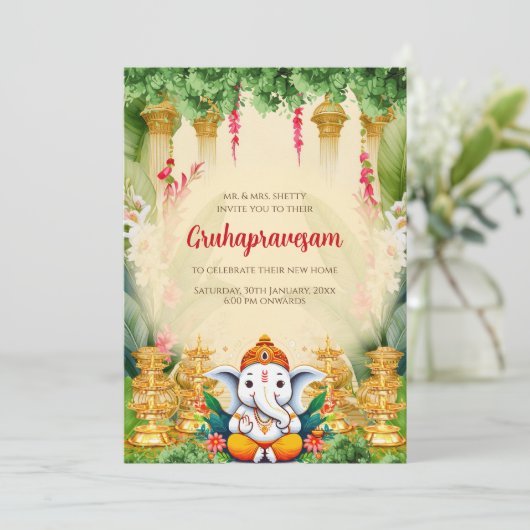 タミル引っ越し祝いパーティー招待状デジタルインディアン招待状 招待状 (スタンド正面)
