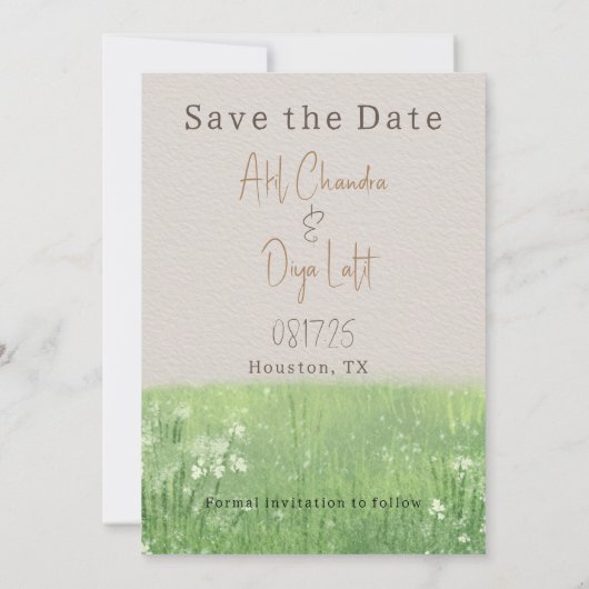 タミル結婚さんのカップルイラストレーションは日付を保存 セーブザデート (裏面)