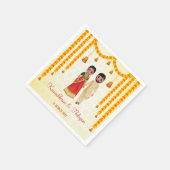 タミル・テルグの鐘とマリゴールドのガラン結婚ズの鐘 スタンダードカクテルナプキン (角)