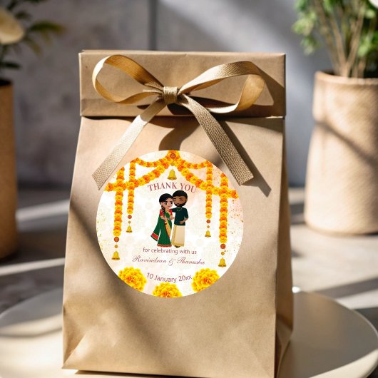 タミル・テルグの鐘とマリゴールドのガラン結婚ズの鐘 ラウンドシール