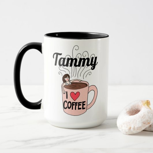 タミーはコーヒーマグを愛する マグカップ (ドーナツ付き)