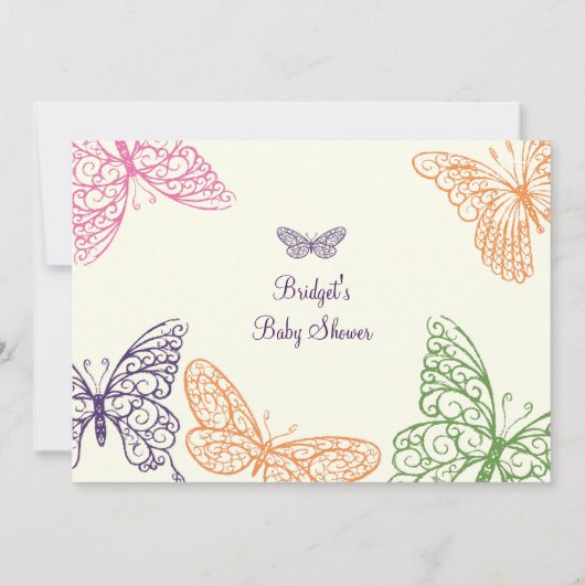 タミーフラッターズベビーシャワー招待状アイボリー 招待状 (裏面)