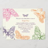 タミーフラッターズベビーシャワー招待状アイボリー 招待状 (正面/裏面)