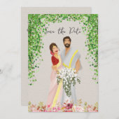 タミ結婚ル夫婦イラストレーション セーブザデート (正面/裏面)