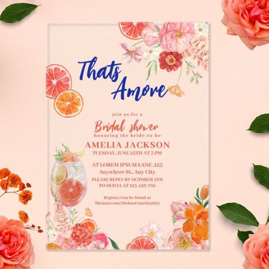 タムレ地中海のブルータイルブライダルシャワー アクリル招待状