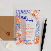 タムレ地中海のブルータイルブライダルシャワー アクリル招待状