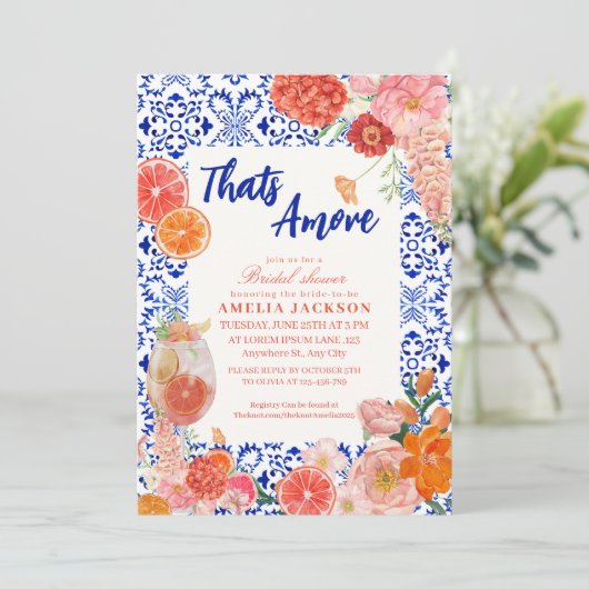 タムレ地中海のブルータイルブライダルシャワー 招待状 (スタンド正面)