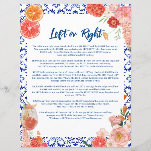 タモアブライダルシャワー離れまたは右ゲーム (正面)