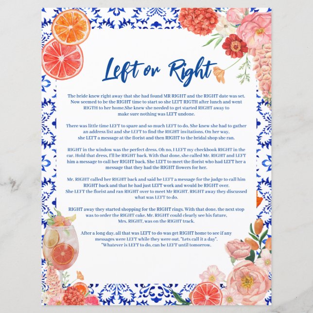 タモアブライダルシャワー離れまたは右ゲーム (正面)