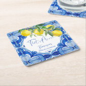 タモアブルータイルイタリアンブライダルシャワーの好意 スクエアペーパーコースター (アングル)