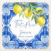 タモアブルータイルイタリアンブライダルシャワーの好意 スクエアペーパーコースター (正面)