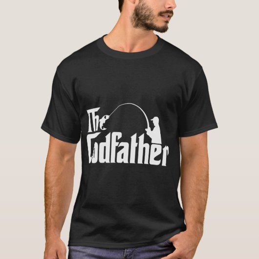 タラの父の釣りデザイン Tシャツ (正面)