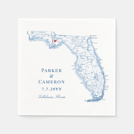 タラエレガントハシー・フロリ結婚ダの地図 スタンダードカクテルナプキン (正面)