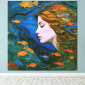 "タラサ" – 水中の女性 キャンバスプリント (インサイチュ (ウッドフロア))