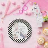 タラデガファースト誕生日プレートレース市松模様に ペーパープレート (パーティー)