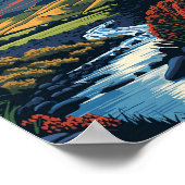 タラナキニュージーランドヴィンテージ旅行イラストレーション ポスター (角)