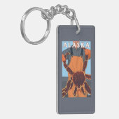 タラバガニおよび漁師のヴィンテージ旅行ポスター キーホルダー (正面左)