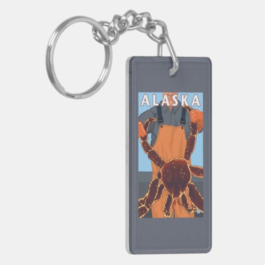 タラバガニおよび漁師のヴィンテージ旅行ポスター キーホルダー (正面左)