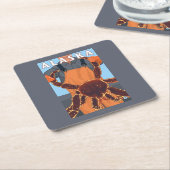 タラバガニおよび漁師のヴィンテージ旅行ポスター スクエアペーパーコースター (アングル)