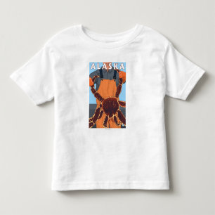 タラバガニおよび漁師のヴィンテージ旅行ポスター トドラーTシャツ
