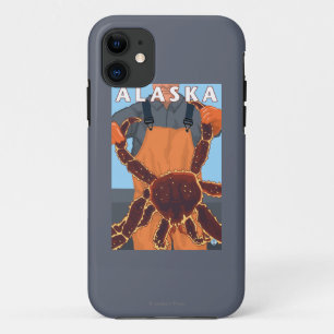 タラバガニおよび漁師のヴィンテージ旅行ポスター iPhone 11 ケース