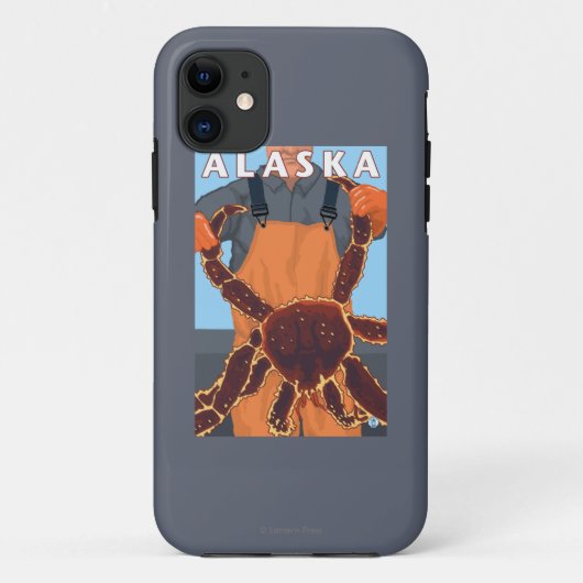 タラバガニおよび漁師のヴィンテージ旅行ポスター Case-Mate iPhoneケース (裏面)