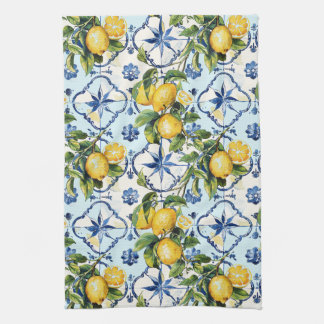 タラベかわいらしラタイルオールオーバープリントレモン キッチンタオル
