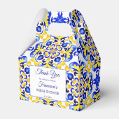 タラベラのアズレジョ青いタイルブライダルシャワー印刷 フェイバーボックス (正面サイド)