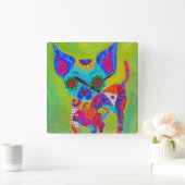 タラベラのチワワ スクエア壁時計 (ホーム)