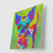 タラベラのチワワ スクエア壁時計 (傾斜)