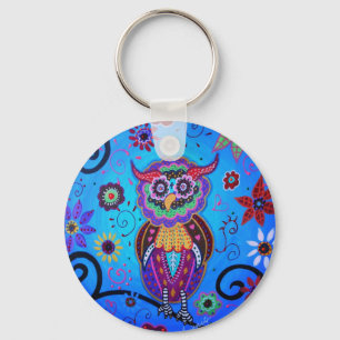タラベラのフクロウのメキシコ絵画 キーホルダー