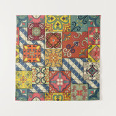 タラベラのポルトガルのタイルとシームレスなパターン タペストリー (正面(横))