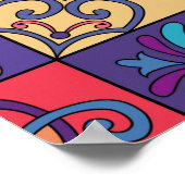 タラベラのポルトガルのタイルとシームレスなパターン ポスター (角)