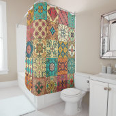 タラベラのポルトガルのタイルを使ったシームレスな模様 シャワーカーテン (インサイチュ)