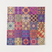 タラベラのポルトガルのタイルを使ったシームレスな模様 タペストリー (正面(横))