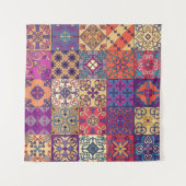 タラベラのポルトガルのタイルを使ったシームレスな模様 タペストリー (正面)