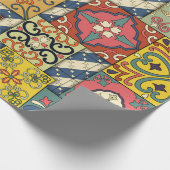 タラベラのポルトガルのタイルを使ったシームレスな模様 ラッピングペーパー (角)