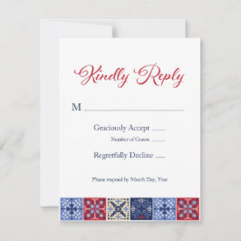 タラベラのメキシコタイルRSVPカード 出欠カード