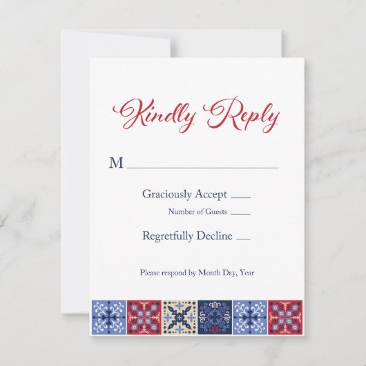 タラベラのメキシコタイルRSVPカード 出欠カード (正面)