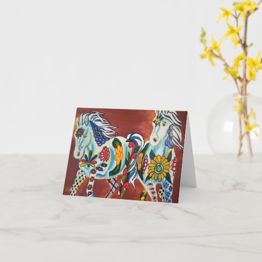 タラベラの馬Notecard カード (黄色い花)