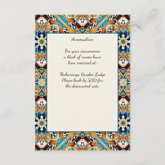 タラベラアズレジョタイルヴィンテージメキシ結婚カン エンクロージャーカード (裏面)