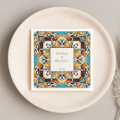 タラベラアズレジョタイルヴィンテージメキシ結婚カン スタンダードカクテルナプキン