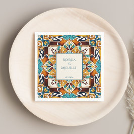 タラベラアズレジョタイルヴィンテージメキシ結婚カン スタンダードカクテルナプキン