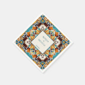 タラベラアズレジョタイルヴィンテージメキシ結婚カン スタンダードカクテルナプキン (角)